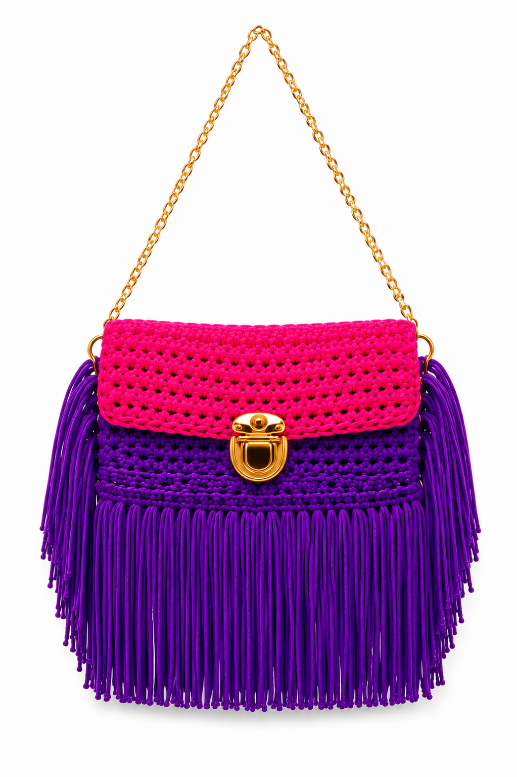 Neon Nights Fringe Bag – Pink & Purple