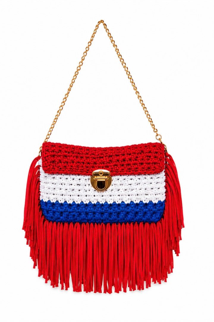 Red, White and Rhythm Fringe Clutch