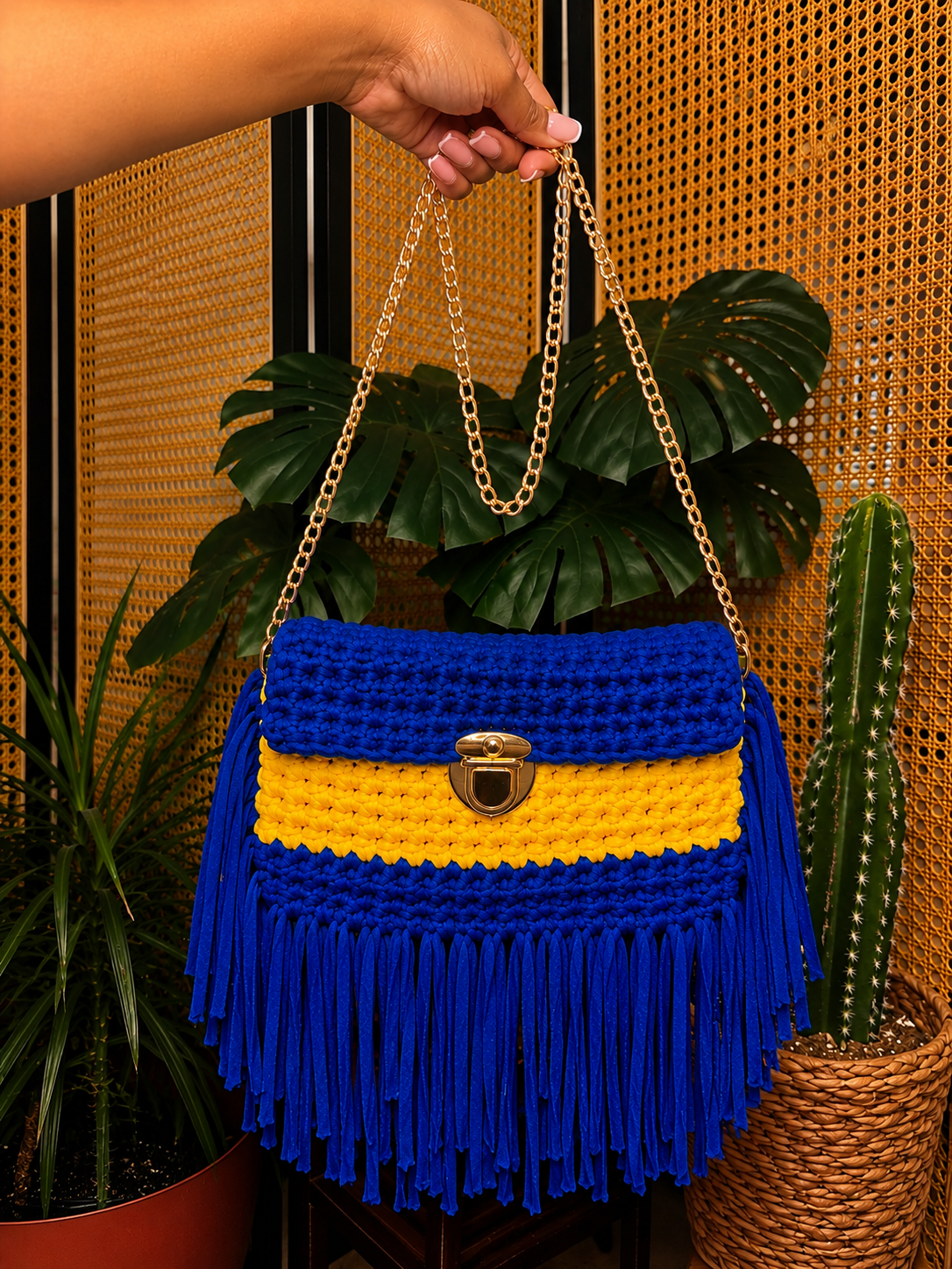 Bajan Blue Fringe Clutch