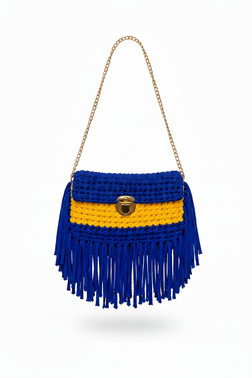 Bajan Blue Fringe Clutch