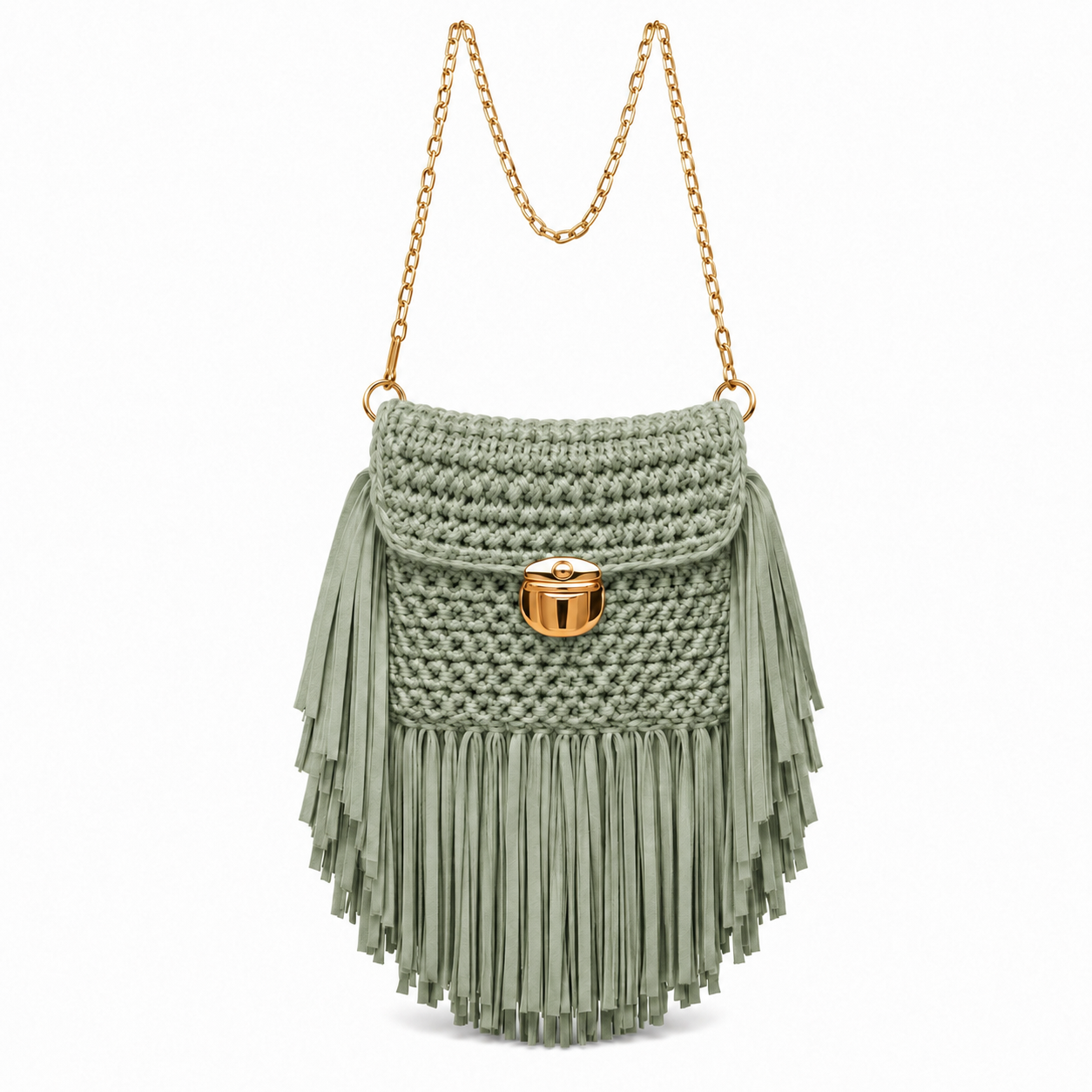 Sage Serenity Fringe Bag
