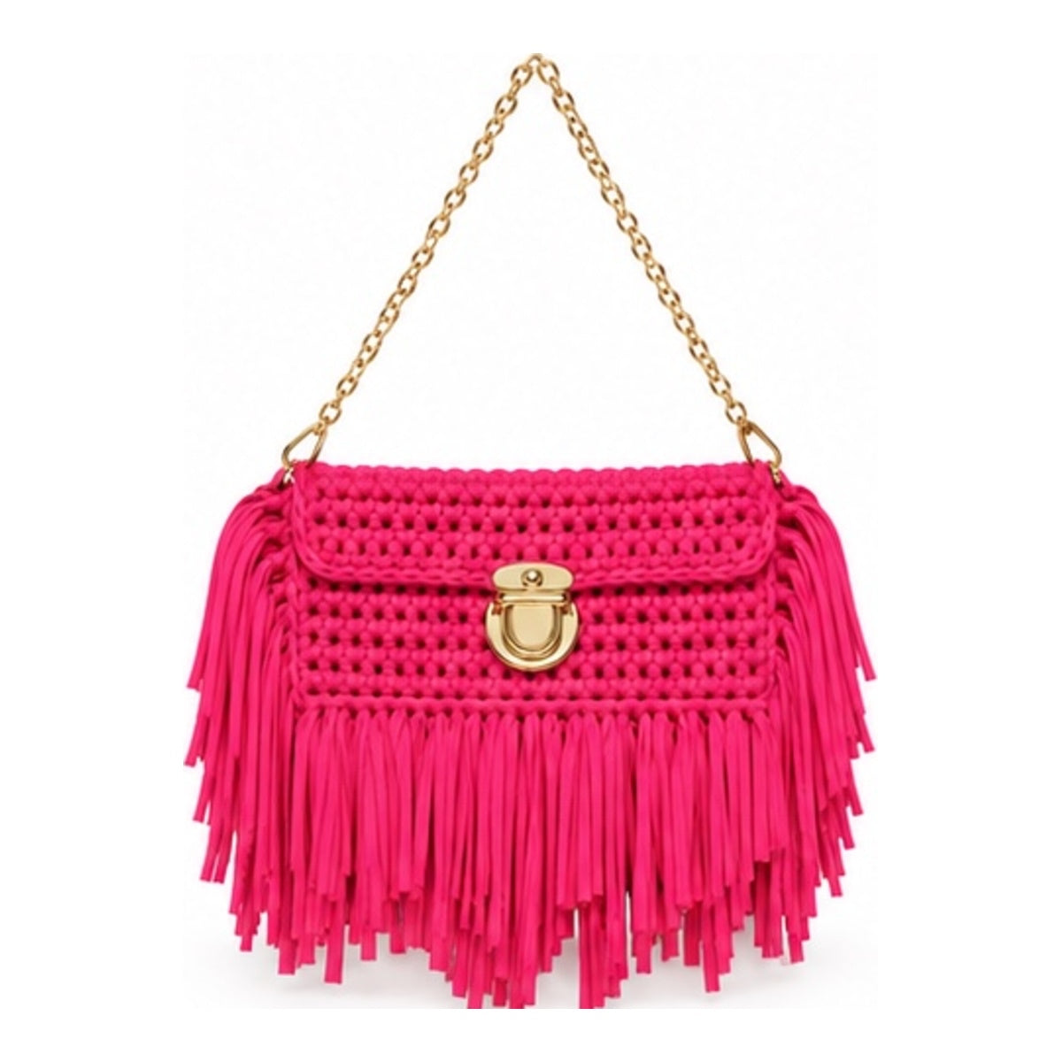 Hot Pink Fringe Clutch