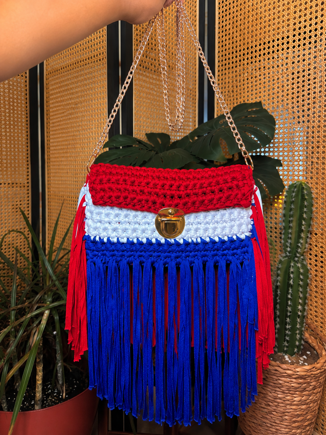 Red, White and Rhythm Fringe Clutch