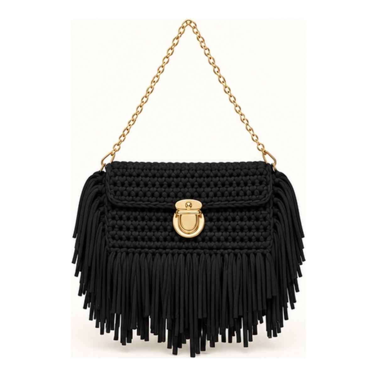 Black Fringe Clutch