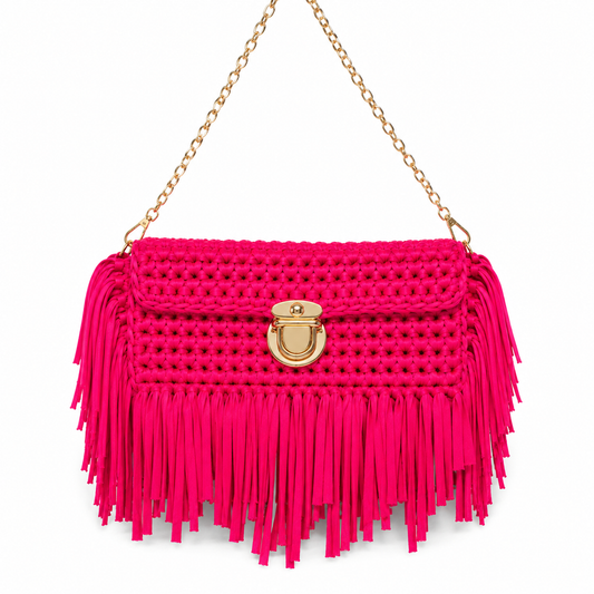 Dragon fruit Pink Fringe Clutch