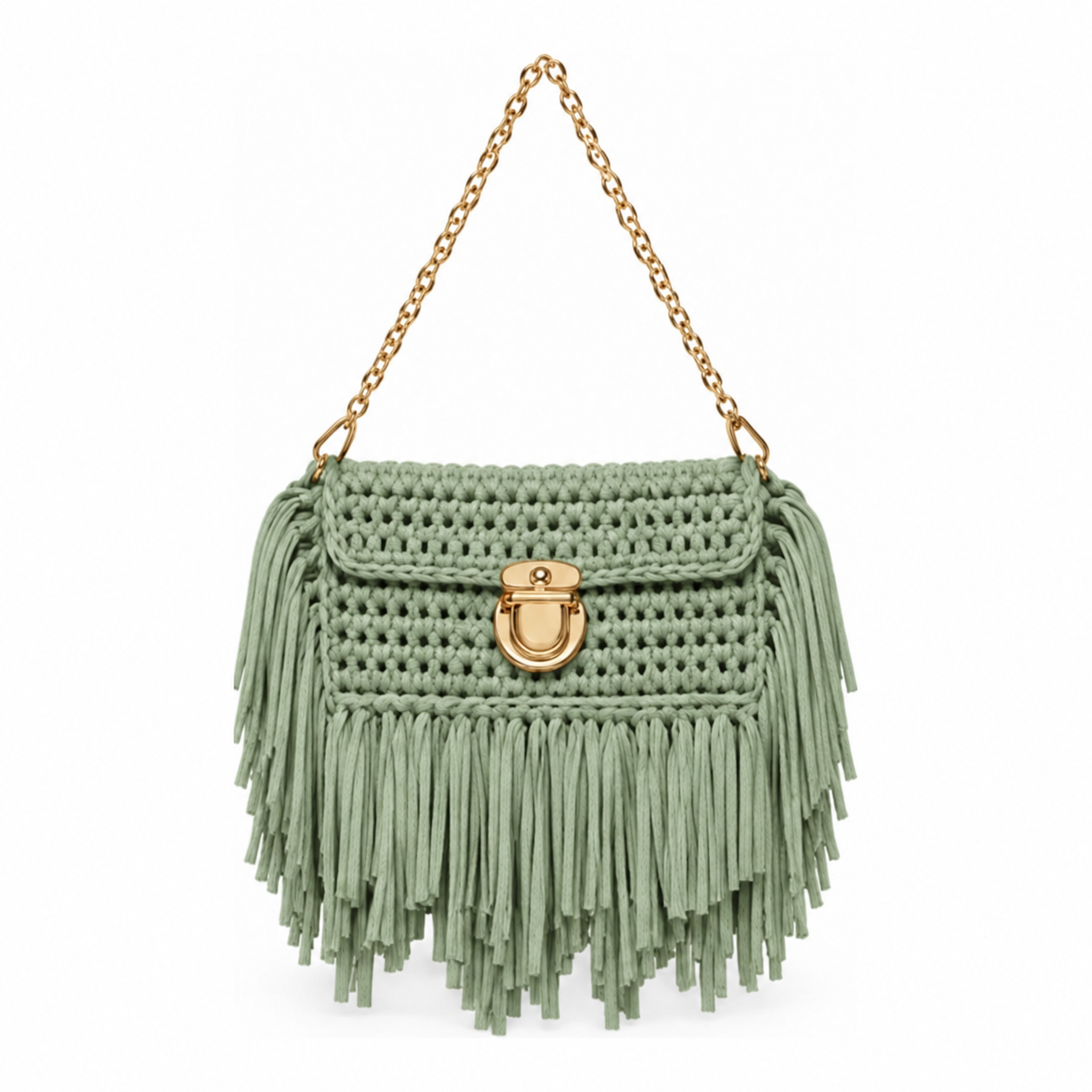 Sage Green Fringe Clutch